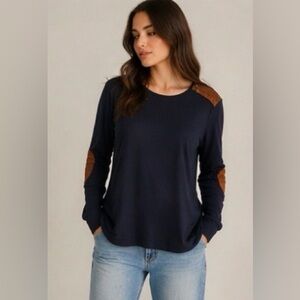 Ralph Lauren Navy Top with Brown Patch